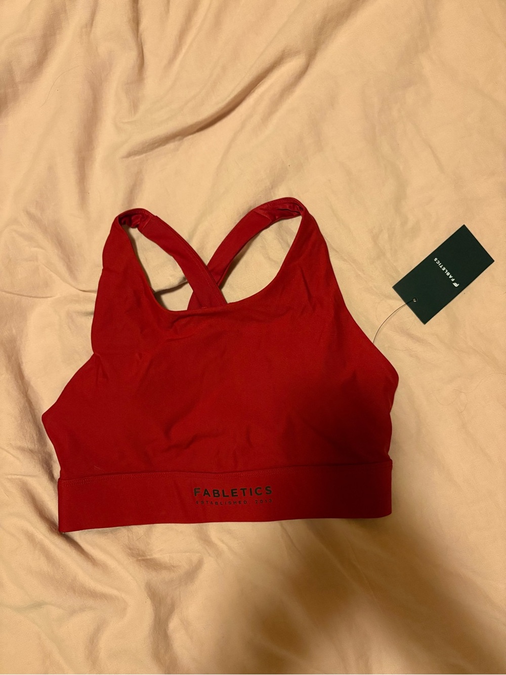 Fabletics Red Cross-Back Athletic Sports Bra